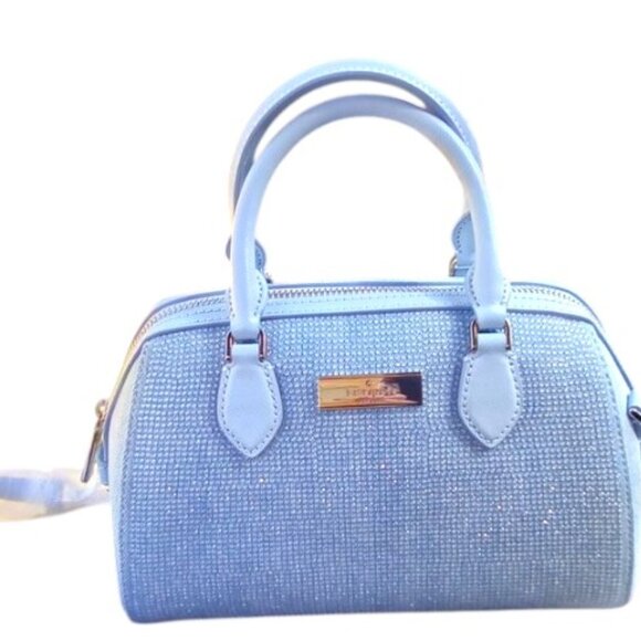 Kate Spade NEW “Madison” Studded Denim Small Dolly Duffle Bag Purse Crossbody - Picture 1 of 10